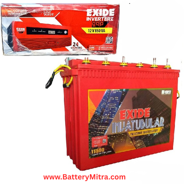 EXIDE GQP 850 SINE WAVE INVERTER WITH EXIDE INVA TUBULAR IT500 BATTERY