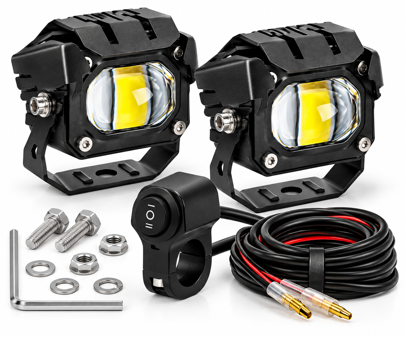 ELTRON TURBO Imported 160W Single Lens Fog Light (Yellow + White) DC 12V–24V | Universal Fit | Pack of 2 with Switch | 1 Year Warranty