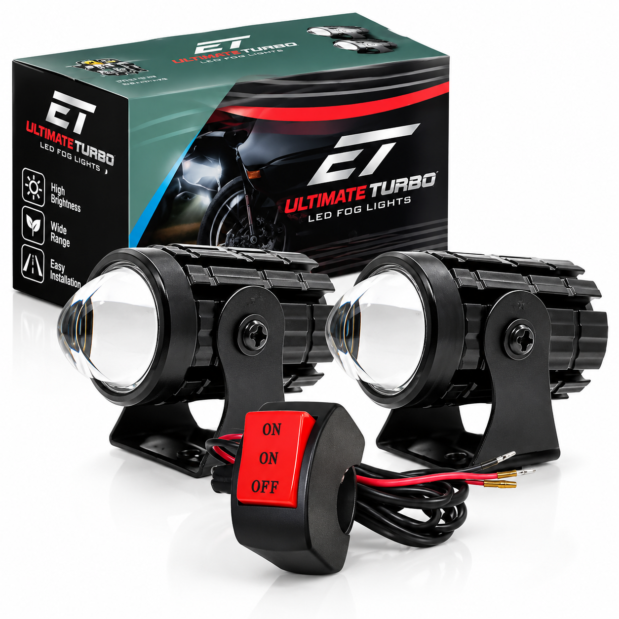 ELTRON TURBO Original DC Power 18W Mini Gun Driving Fog Light Universal For All Models of Motorcycle, Bikes, Scooters, Projector (Pack of 2, Yellow & White 1 Month Warranty)